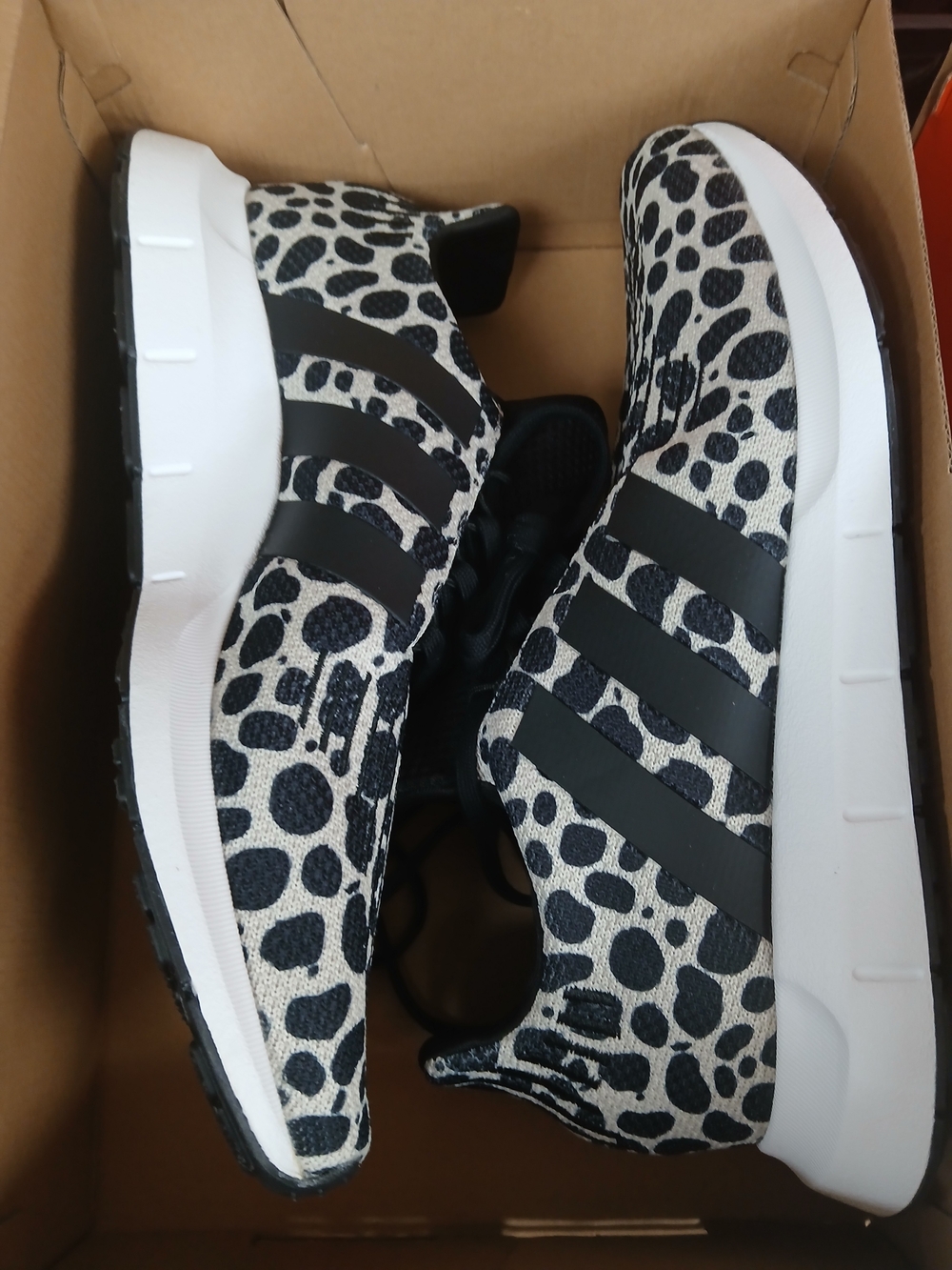 Women's Black & White Leopard Print Athletic Sneakers - Adidas